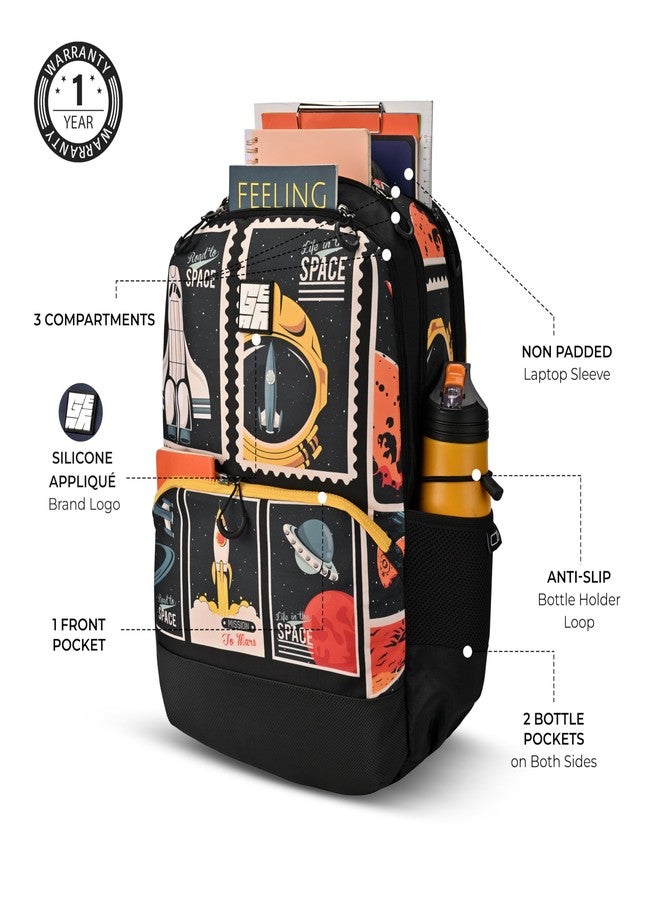 Gear Astronomical Stamp 4 Compartment Backpack 19"/38L Large Water Resistant School Bag/Casual 4 Compartment Backpack/Daypack/Kids Bag for Boys/Girls (Black-Yellow) - Image 4